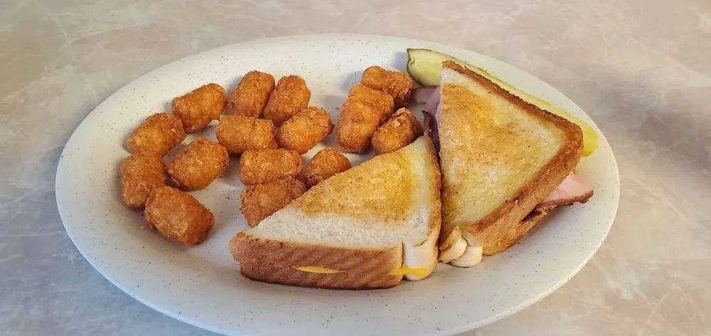 Grilled Ham and Cheese and Tator Tots